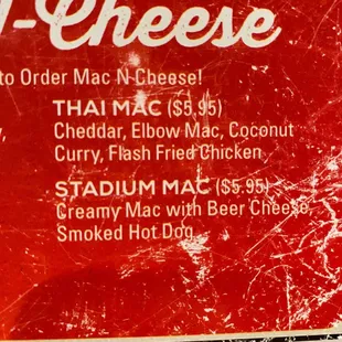 a menu for a cheese sandwich