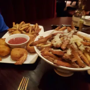 Battered shrimp and incredible truffle fries.