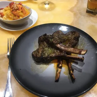 Lamb chops with lobster mac &amp; cheese