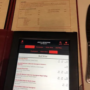 Wine list