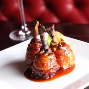 Bacon Wrapped BBQ Chicken Wing Lollipops
