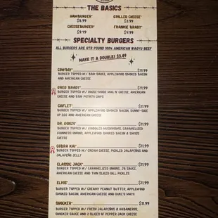The front of the menu.