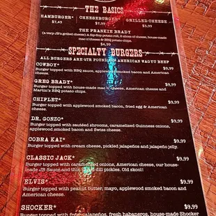 menu