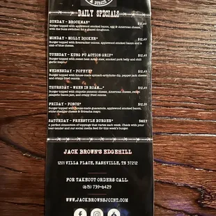 menu