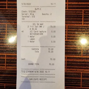 This is the receipt of what we spent.