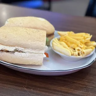 Grilled shrimp po boy and the world famous Mac and cheese....
