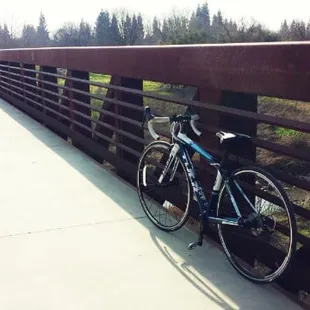 Bridge onto a trail for walkers, joggers, cyclists,  etc...nice bridge