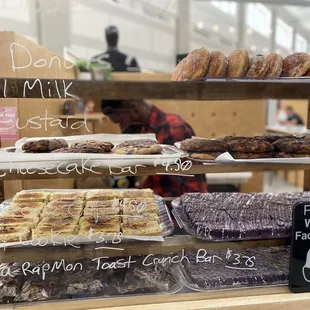 a variety of pastries on display