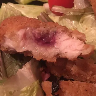 The chicken in my club salad had blood. Absolutely disgusting! Manager wasn&apos;t apologetic and blamed the packaging company.