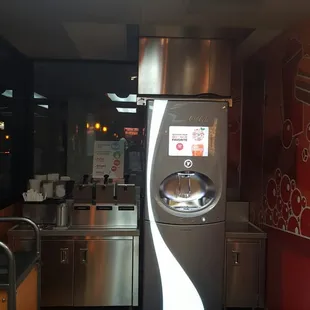 They have this new high tech soda machine and a nice do it yourself condiment machinery.