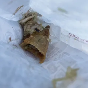 a piece of food in a bag