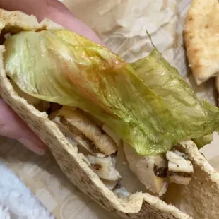 Chicken Fajita Pita with nasty ass lettuce