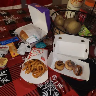 I ordered food online and it was suppose to be a 8pc nuggets and they sent cinnamon rolls so disappointed now we had to share food