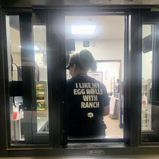 Asked her to pose to show off her shirt &amp; she happily obliged.