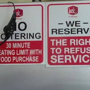 Never seen any of these signs before in a fast food place... Hmmm...
