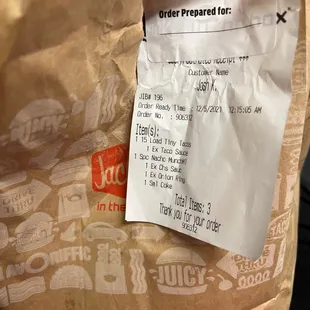 a bag of food