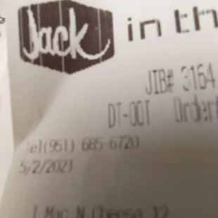 Receipt showing what we bought on May 2, 2021.