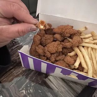 I think my chicken ran away from this popcorn chicken..