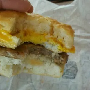 Sausage and egg biscuit with cheese