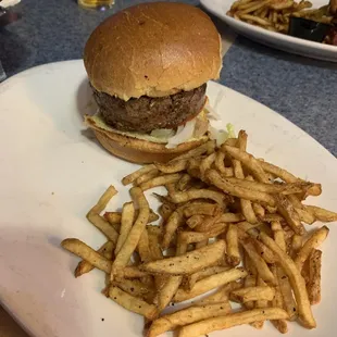 Hamburger and fries