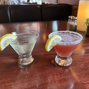 Illusion martini and raspberry lemon drop