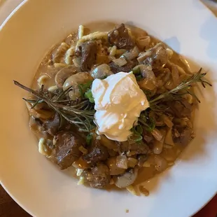 Beef stroganoff!