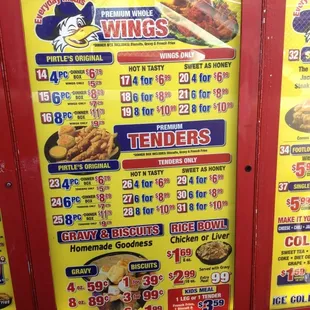Part of the drive-through menu.