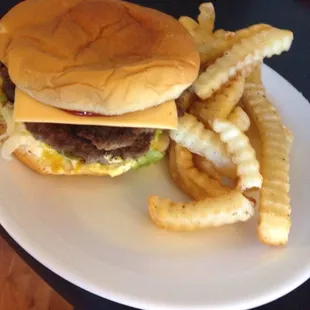 Double Cheeseburger with fries.