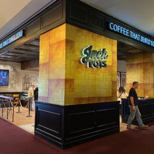 the entrance to the coffeehouse