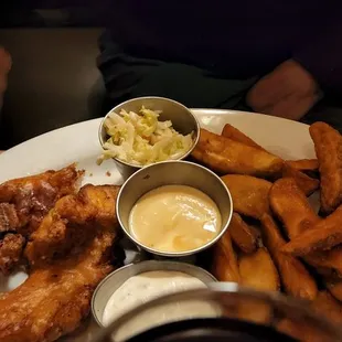 a plate of fish and fries