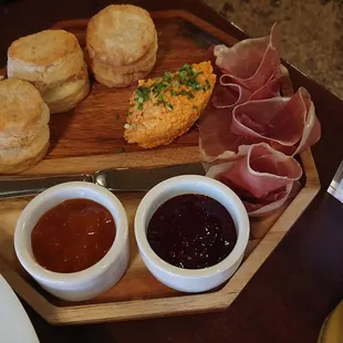 Buttermilk biscuits &amp; cured ham and pimento cheese