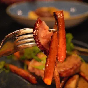 Rabbit Sausage and roasted carrots. @coreyd123 on ig for all your photography needs!