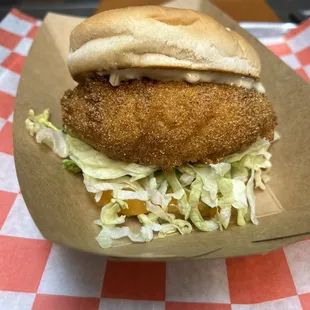 Fried perch sandwich