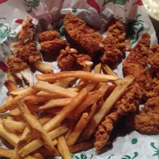 Kids tenders and fries ( I cut one up)