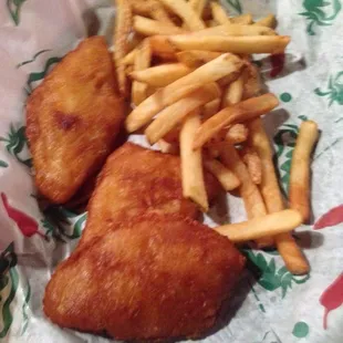 Fish and chips. Kind of greasy but edible