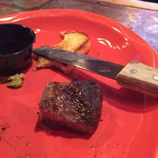Great Steak what's left of it after I devoured it lol