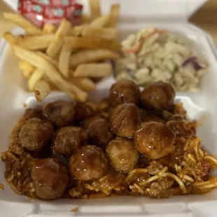 BBQ Meatball Spaghetti