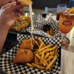 Pastrami sandwich  Taco salad  Drinks