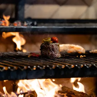 a steak on the grill