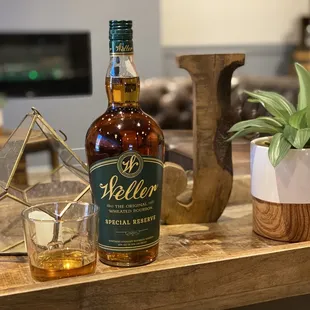 a bottle of scotch on a table