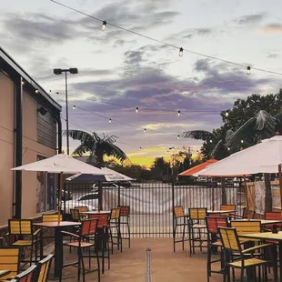 tables and umbrellas