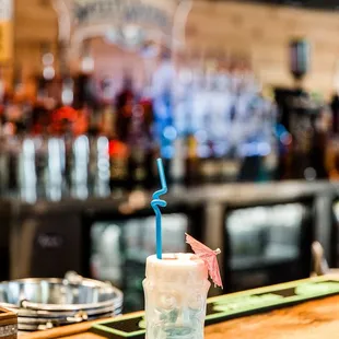 a drink on a bar