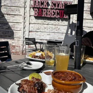 Two combo: Burnt Ends and pulled pork with a side of Hickory Pit Beans