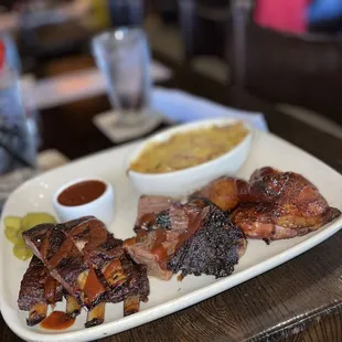 KC Kansas City Combo 3 meat, lamb ribs, burnt ends and bone in chicken dark meat.