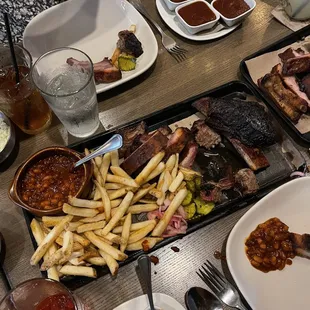 Fries, Baby Back Ribs, Baked Beans