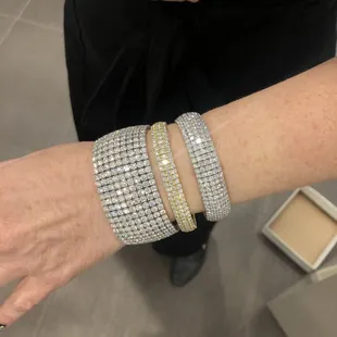 Flexible diamond cuff bangles.