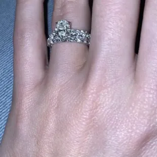 Engagement ring and eternity wedding band