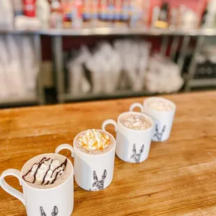 three cups of hot chocolate