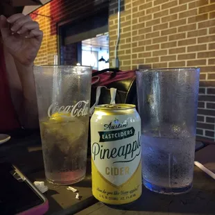 beverage: draft water &amp; canned cider