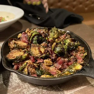 Pancetta and Bacon Roasted Brussels
